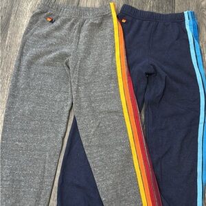 Aviator Nation Kids' Gray and Navy Joggers with Rainbow Stripes